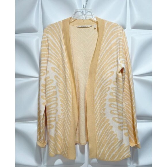 Soft Surroundings Sz M Yellow Striped Open Front Sweater Cardigan Womens - Picture 5 of 7